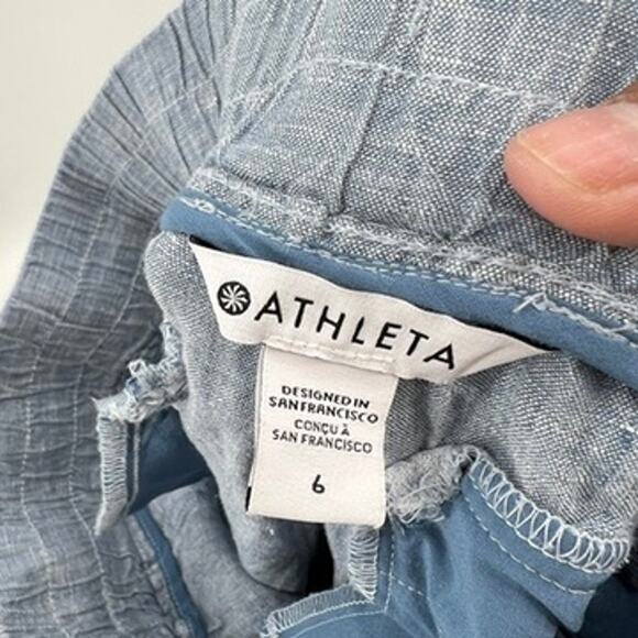 Athleta Cabo Linen Jogger Light Blue Women's 6 Comfy Athletic Beach Coastal - Picture 6 of 9